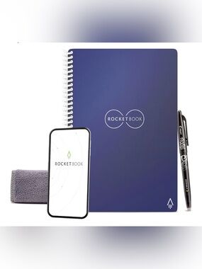 Rocketbook Core Reusable Spiral Notebook Executive Size 6x8.8” Navy Blue ♻️🌎🌲